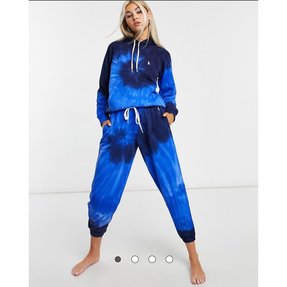 Polo Ralph Lauren Tie Dye Swirl Blue Fleece Joggers Woman's-Size S